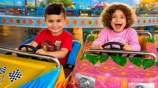 Fun Park for Kids | Neva & Nali Bumper Cars, Slide, Horse Ride, Claw Machine & Ball Pit! 🎡🎱🚗