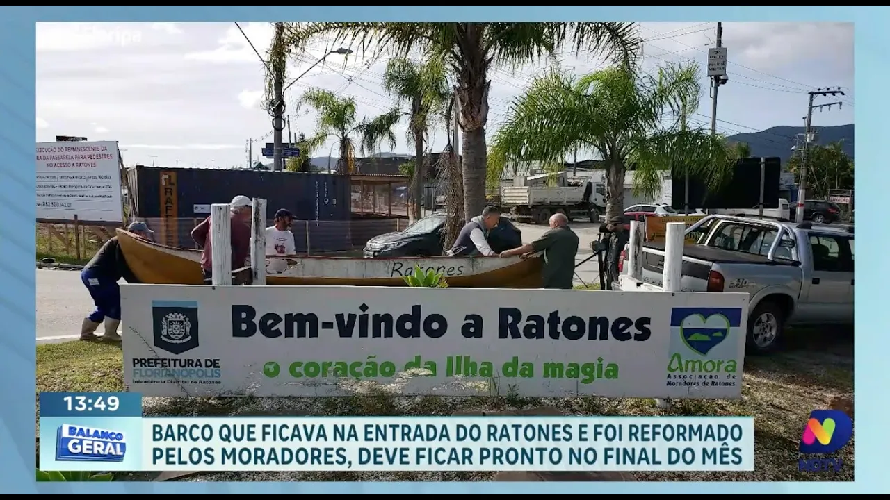 Moradores de Ratones preparam monumento histórico na SC-401: barco será restaurado e preservado