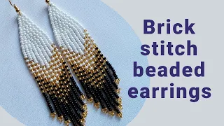 Download Seed bead earrings tutorial for beginners, brick stitch and bead fringes MP3