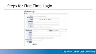 Register in IRBManager