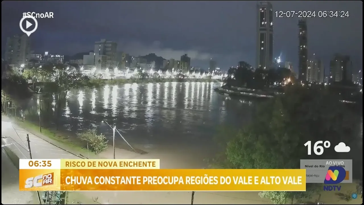 Risco de nova enchente: chuva preocupa regiões do Vale e Alto Vale do Itajaí