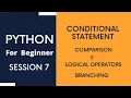 Python Tutorial For Beginners 7 - Conditional Statements Comparison Logical Operators Branching