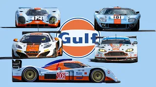 GULF racecars roadcars 917 DBR1-2 MP4-12c Vantage GT40 Lupo 911 F1 GTR
