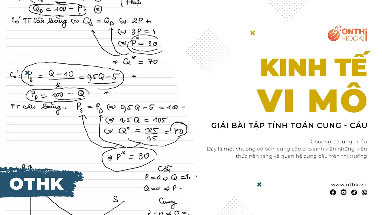 KINH TẾ VI MÔ - CHỮA BÀI TẬP TÍNH TOÁN CUNG, CẦU || TT OTHK