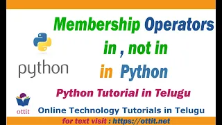 Python Membership Operators in not in Python Tutorial for Beginners in telugu Part 8