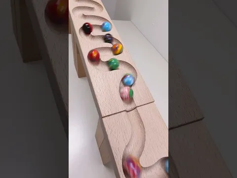 marble Run Race ASMR #302 Wooden Wave Course Colorful Marbles   #marblerun #marblerunrace #asmr