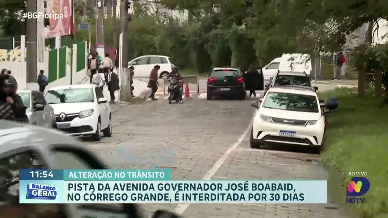 Interdição na Avenida Governador José Boabaid: trânsito no Córrego Grande alterado