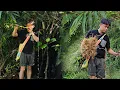 Download Lagu After the storm, Linh took a bamboo basket into the forest to pick mushrooms and green vegetables.