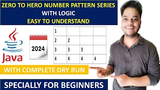 4 Number Pattern Programs in Java Programming Language in Visual Studio Code Complete Dry Run