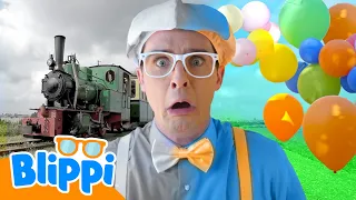Blippi LOSES His Colors? 😱🌈 Color Pop Treasure Hunt on the Train 🚂 Create With Blippi!  🎨🖌️