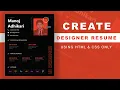 How to Create Resume Website using HTML and CSS Resume CV design in HTML CSS