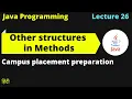 Java lect 26 use of other structures in method in Java in Hindi Campus placement preparation