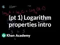 Introduction to logarithm properties Logarithms Algebra II Khan Academy