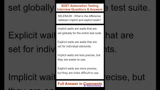 SELENIUM What is the difference between implicit and explicit waits SDET Automation Testing