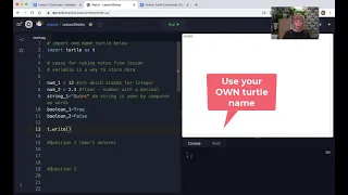 Python Turtle Lesson 2 Variables and Input