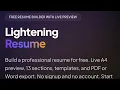 Build Resume Faster Free LIGHTENING RESUME Resume Builder