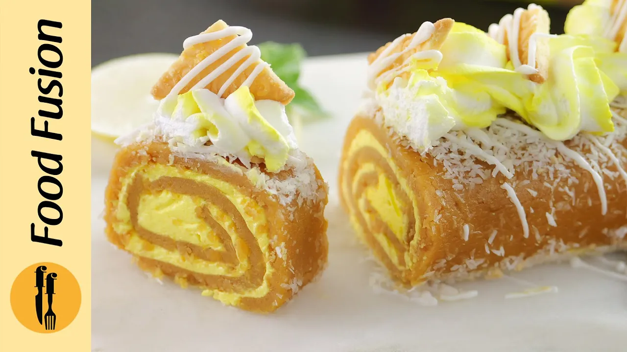 No Bake Lemon Swiss Roll Recipe by Food Fusion