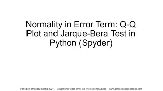Normality in Error Term Q-Q Plot and Jarque-Bera Test in Python Spyder