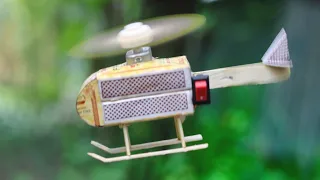 how to make a flying helicopter with matches and dc motor