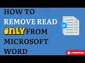 How To Remove Read Only From Microsoft Word
