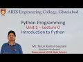 UNIT1 - Lecture 0 Python Programming Introduction