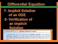 How To Find Implicit Solution To Differential Equations
