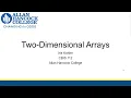 CBIS 112 Two-Dimensional Arrays