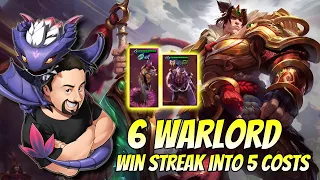 6 Warlord Win Streak into 5 Cost carries | TFT Fates | Teamfight Tactics