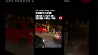 Motorista dá ré em largada de racha, bate em carro de rival e foge