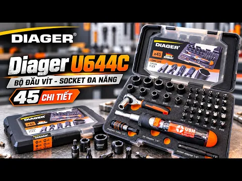 Bộ đầu vít đa năng Diager U644C, gồm 45 chi tiết trong hộp nhựa chuyên dụng