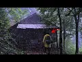 Download Lagu Hiding in a 100-year-old Abandoned Log Cabin From Heavy Rain - Caught in a Heavy Rain