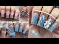 EASY BLUE WINTER POLYGEL NAILS BEGINNER FRIENDLY NAIL ART WINTER NAIL DESIGN Nail Tutorial