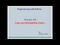 PYTHON session19 list and mutability