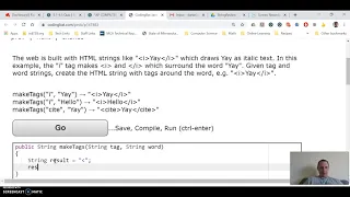 Solution to the MakeTags CodingBat problem