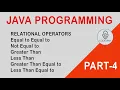 Operators in Java Relational Operators Equal to Not equal to Less Than Greater Than