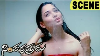 tamanna bathing scene glamorous intro dhanush love at first sight simha putrudu movie scenes