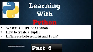 2022 What is a TUPLE in Python Properties of TUPLE Difference between Tuple and List Part 6