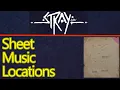 Lagu Stray sheet music locations, all 8 songs, turn in location, and badge