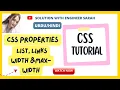 CSS PROPERTIES PART 2 CSS list links width Max-width Advance CSS Tutorial