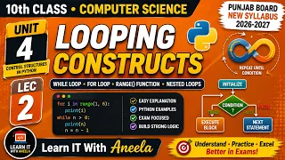 Python Loops Explained While Loop For Loop Range Nested Loops Class 10 CS Unit 4 - Lec 2
