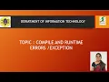 COMPILE AND RUNTIME EXCEPTION OBJECT ORIENTED PROGRAMMING SNS INSTITUTIONS