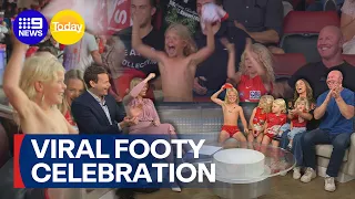 Barry Hall's son goes viral for celebration at Swans qualifying final | 9 News Australia