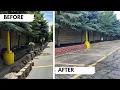 200 Foot Garden Retaining Wall Landscaping Install at Jalapenos Restaurant in Pontiac Michigan