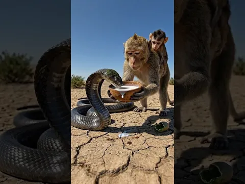 The monkey saved the snake || Animal story #snake #monkey #animation #trending #animal #shorts