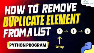 How to Remove Duplicate Element From a List using Python Program English
