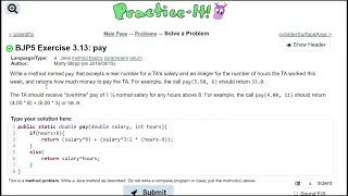 Java Practice It 3 13 pay method basics parameters return statement conditions