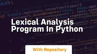 lexical analysis program in python