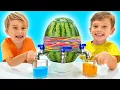Download Lagu Ice Cream \u0026 Watermelon Challenge - Kids learn good behavior