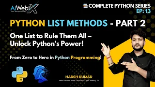 EP 13 Python Data Structures - List Tutorial for Beginners Explained Part 2