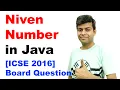 Niven Number in Java Program Class 10 Computer ICSE 2016 Question